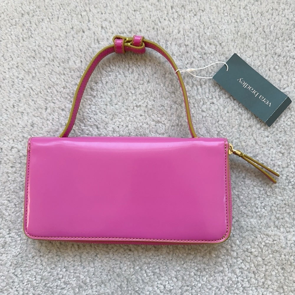 Vera Bradley Patent faux leather Accordion Wristlet, Ibis Rose Retail $110 - Picture 2 of 11